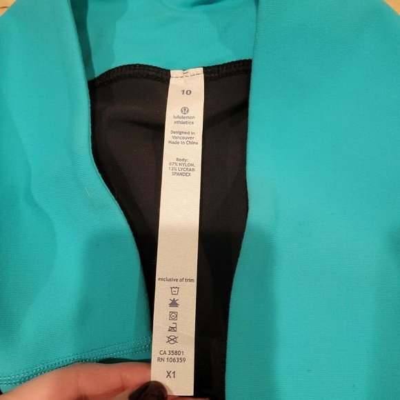 Brand New Lululemon 'Gather and Crow Crop' Leggings Black/ Blue Waistband Sz 10 - Picture 7 of 10